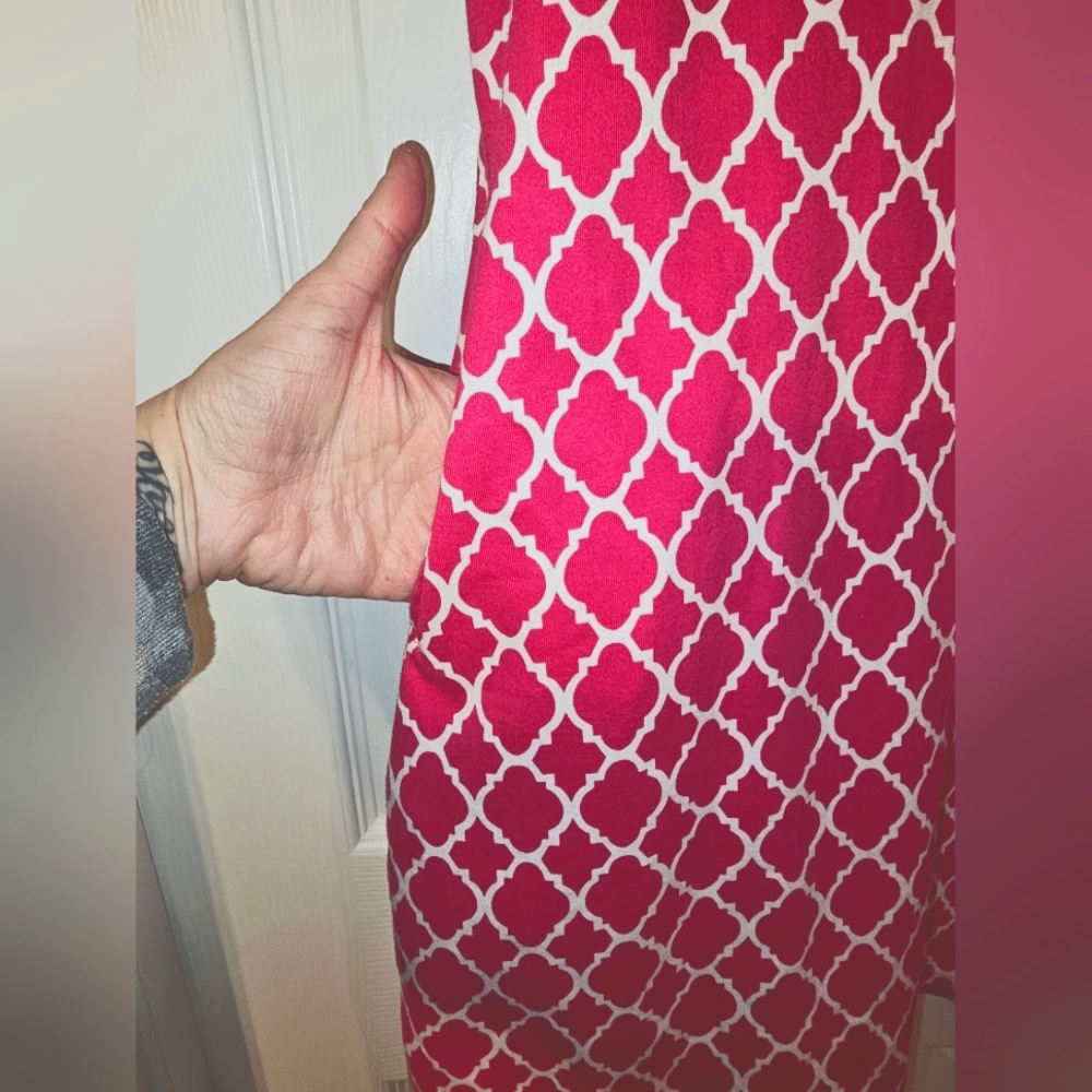 NWT Talbots Dress Sz Small Petite Pink And White Quarterfoil - Picture 5 of 9